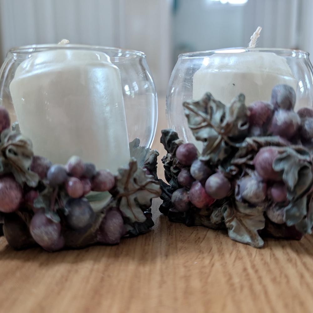 Vintage English Butler Grape Cluster Candle Holders
